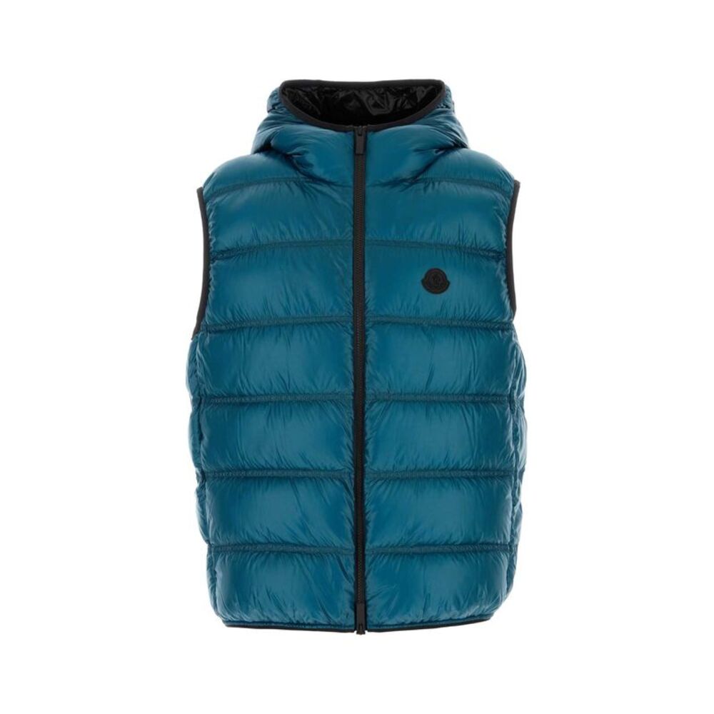 Moncler Men Petrol Blue Nylon Sleeveless Pantestrel Down Jacket